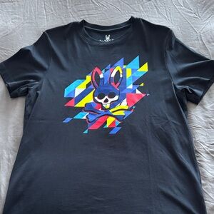 Psycho Bunny Black Tee with Blue Graphic